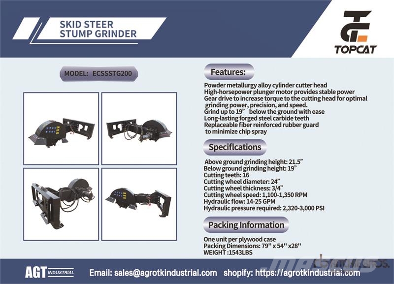 Top Cat Cat ECSSSTG200 Skid Steer Stump Grinder (U Почвеные фрезы