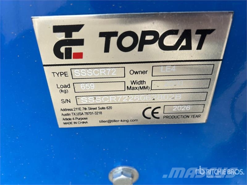  Top Cat Cat SSSCR72 72 in Skid Steer Power Rake (U Ancinho virador