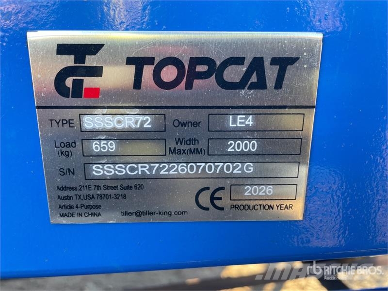 Top Cat Cat SSSCR72 72 in Skid Steer Power Rake (U Ancinhos e espalhadores de feno