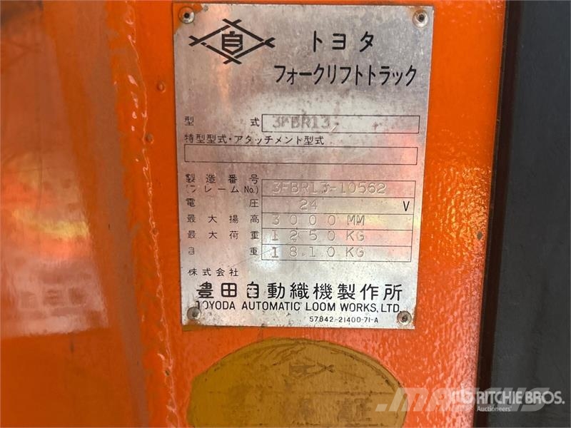 Toyota 3FBR13 Built in Charger Electric Forklift Electric forklifts