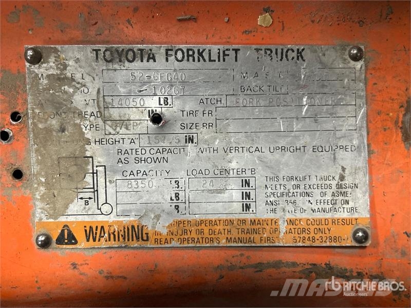 Toyota 52-6FG40 8350 lb Forklift Інше