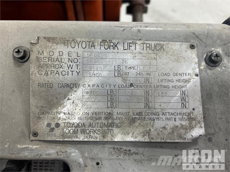 Toyota 5FGC25 5000 lb Forklift Інше