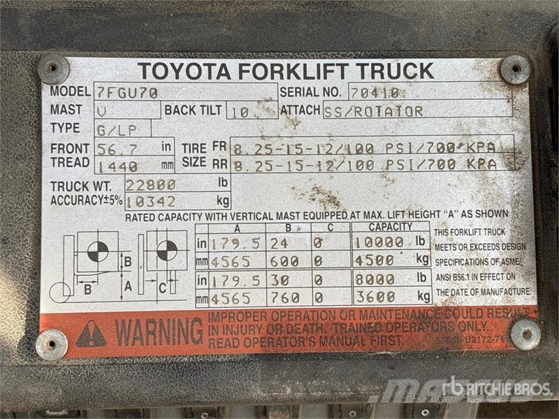 Toyota 7FGU70 Vanterenski viljuškar