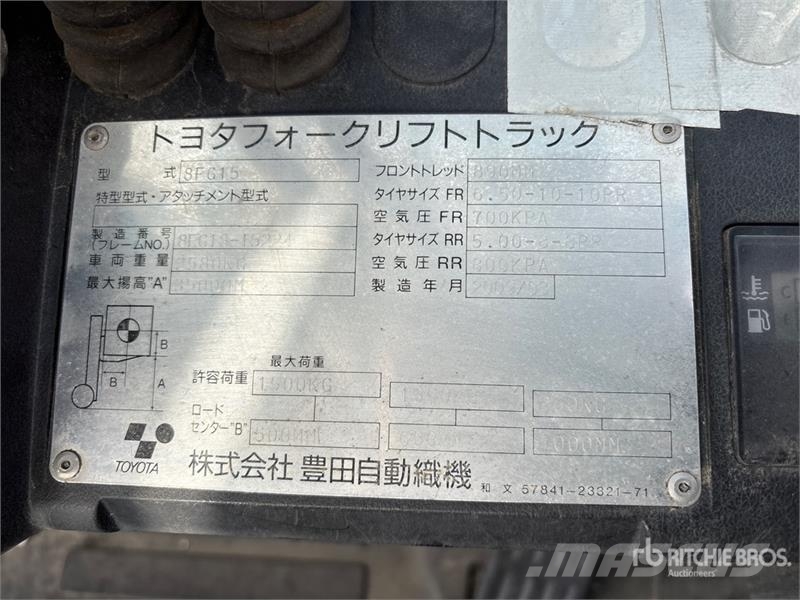 Toyota 8FG15 1500 kg Cushion Tire Forklift Targoncák-Egyéb