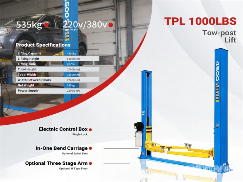 TPL-BLUE 2 Post 10000 lb Vehicle Lift (Unused) Строителство - Други