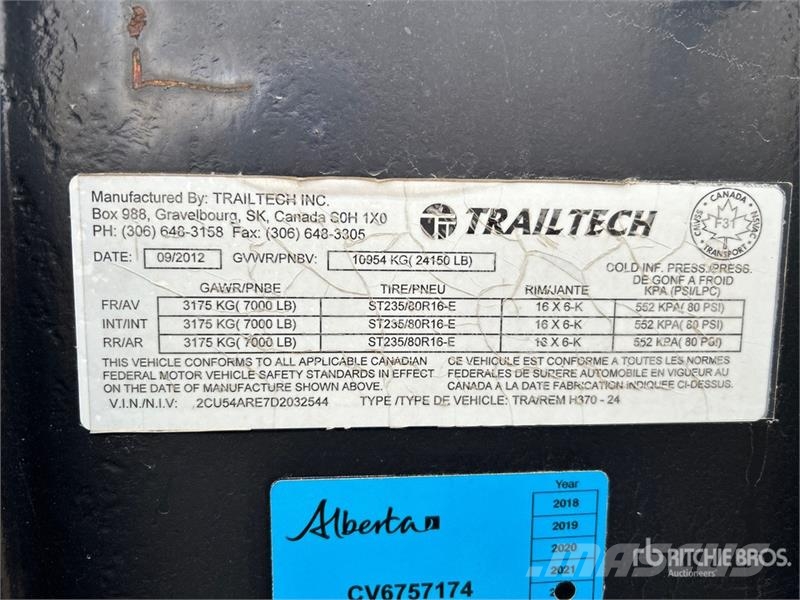 Trailtech 21000 lb 24 ft Tri/A Gooseneck Equipment Trailer 清障车