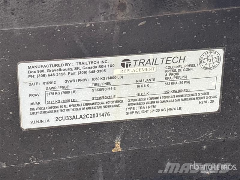 Trailtech H270-20 20 ft T/A Equipment Trailer Car carrier