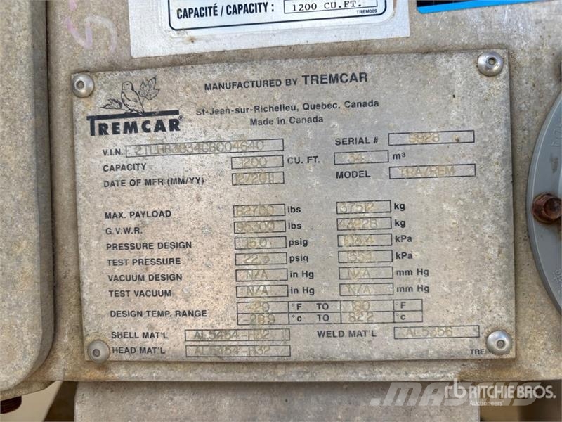 Tremcar 1200 cft Tri/A Pneumatic Bulk Trailer Andre hengere