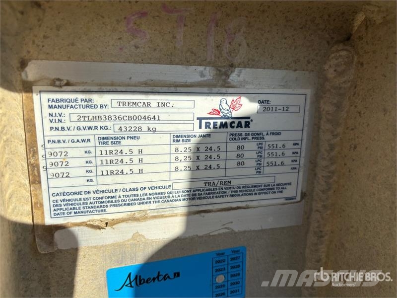 Tremcar 1200 cft Tri/A Pneumatic Bulk Trailer Andre anhængere