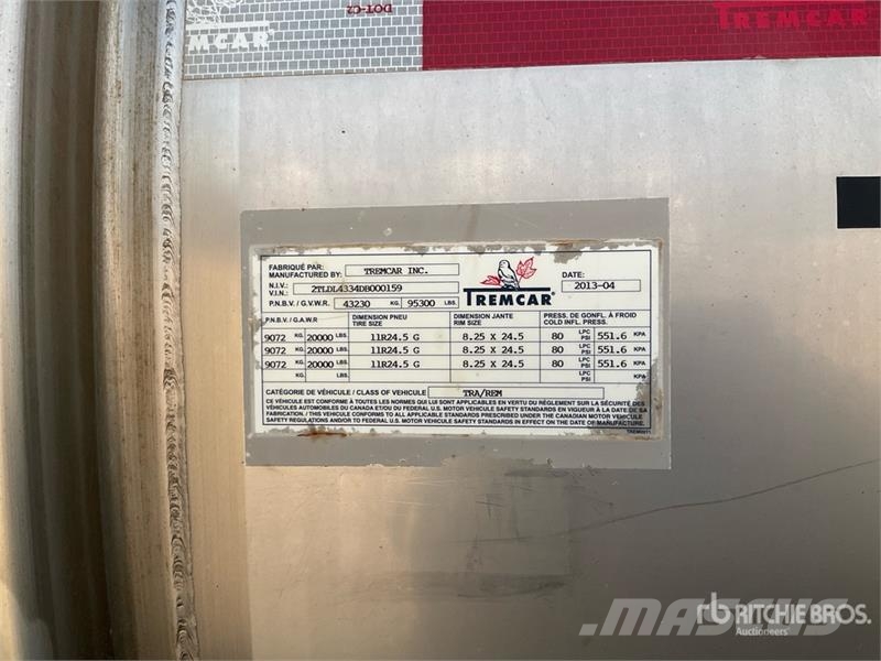 Tremcar 38675 L Tri/A Tanker Trailer مقطورات ذات صهاريج