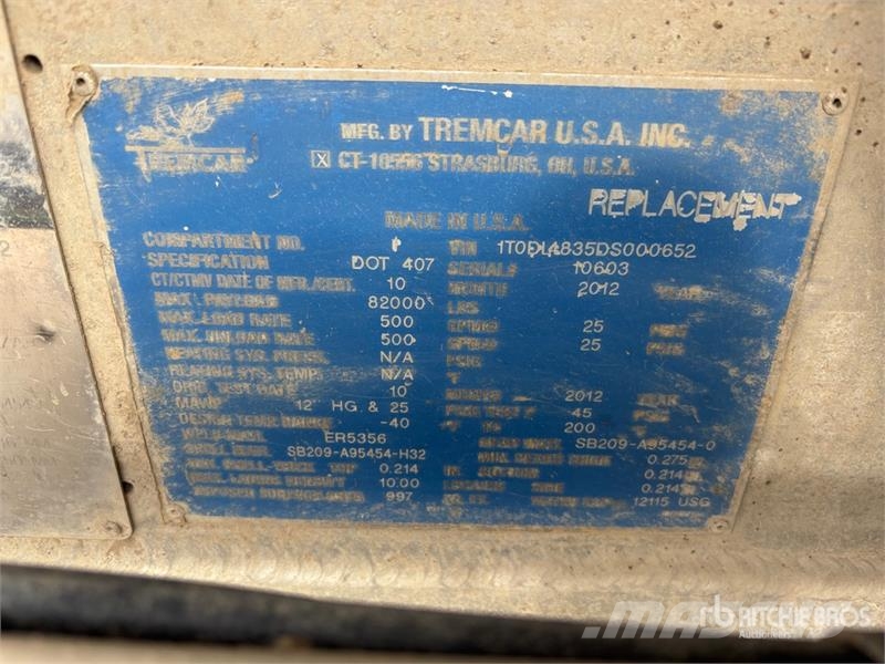 Tremcar 45850 L Tri/A Tanker Trailer Tanker trailers