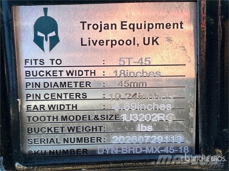 Trojan 35CL 18 in Q/C Digging Excavator Bucket - Fits 45  Kašike / Korpe