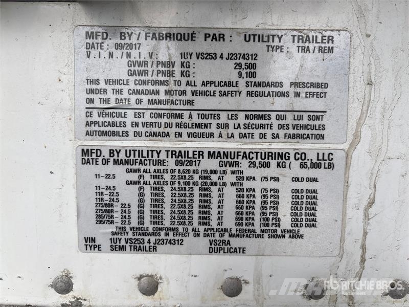 Utility 53 ft x 102 in T/A Refrigerated Trailer نصف مقطورات بدرجة حرارة قابلة للضبط