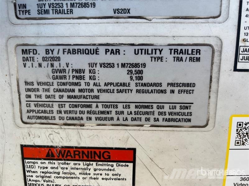 Utility 53 ft x 102 in T/A Van Trailer Прицепы-фургоны