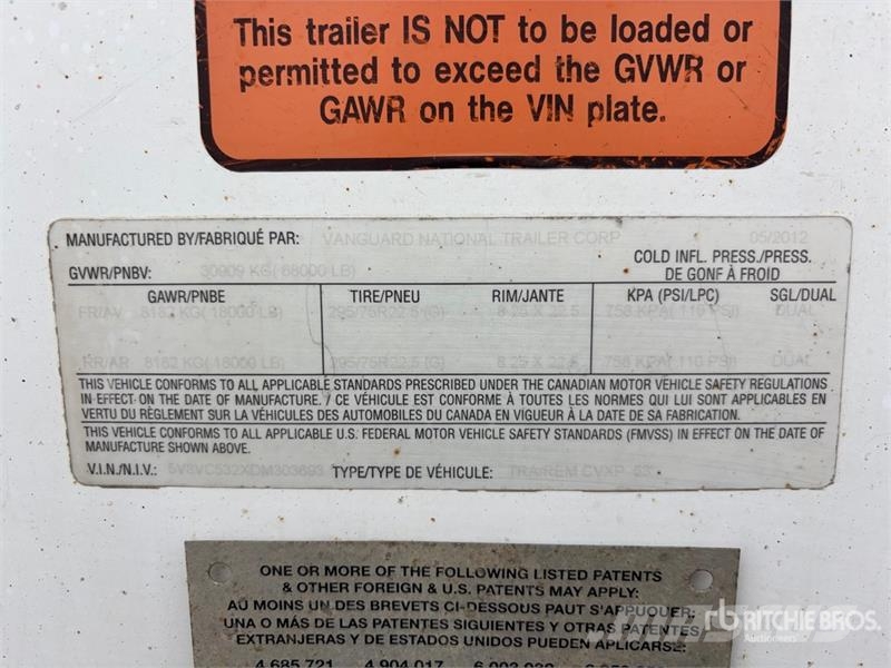 Vanguard 53 ft x 102 in T/A Van Trailer مقطورات ذات هيكل صندوقي