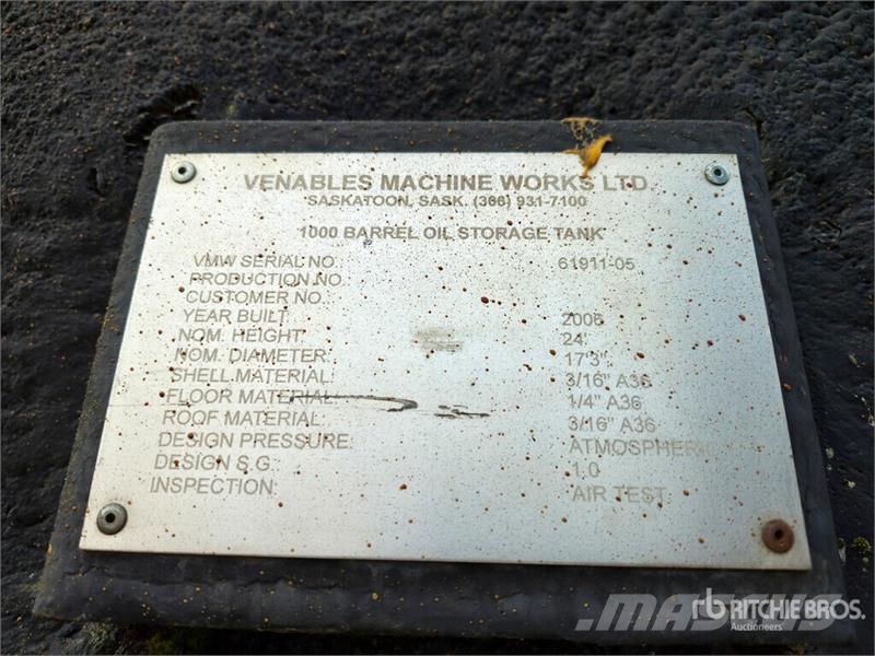 Venables Machine Works 1000 bbl Oil 1000 bbl Fuel 연료 및 첨가제 탱크