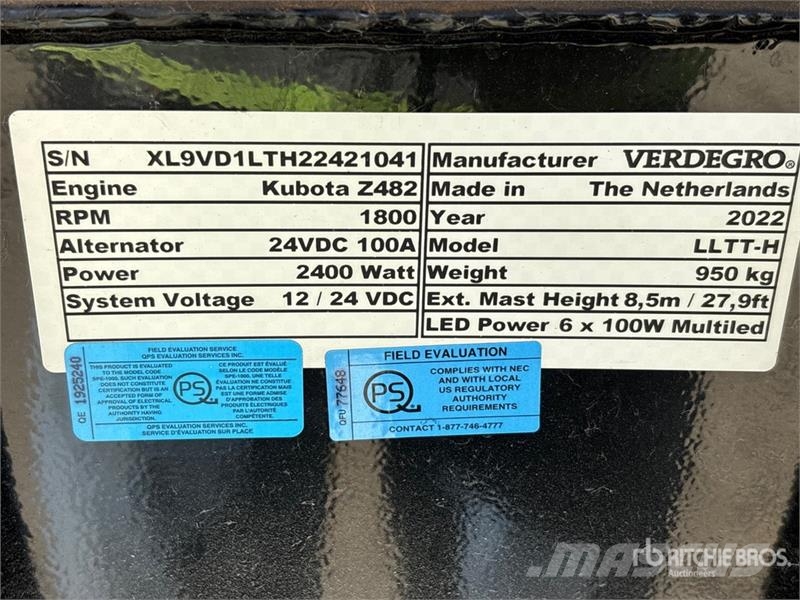 Verdegro HLT-6100 2.4 kW Light Tower (Inoperable) Rasvetni stubovi