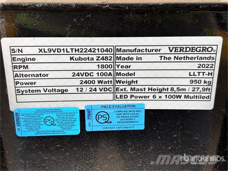 Verdegro HLT-6100 2.4 kW Light Tower Rasvetni stubovi