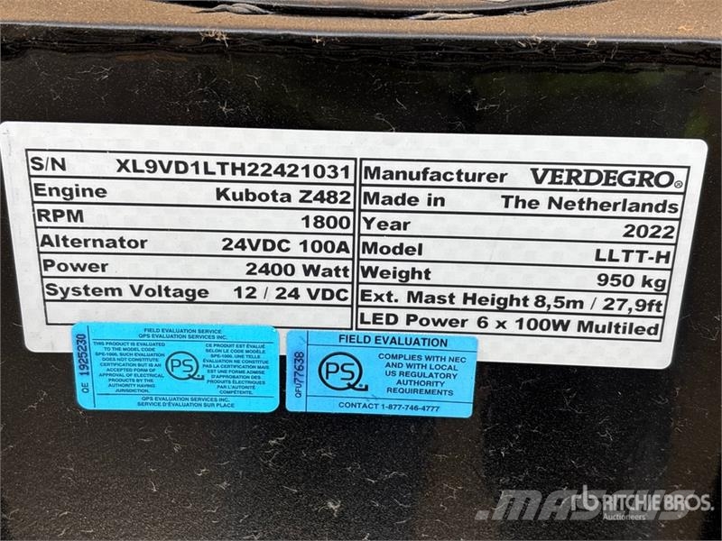 Verdegro HLT-6100 2.4 kW Diesel Hybrid Solar Light Rasvetni stubovi