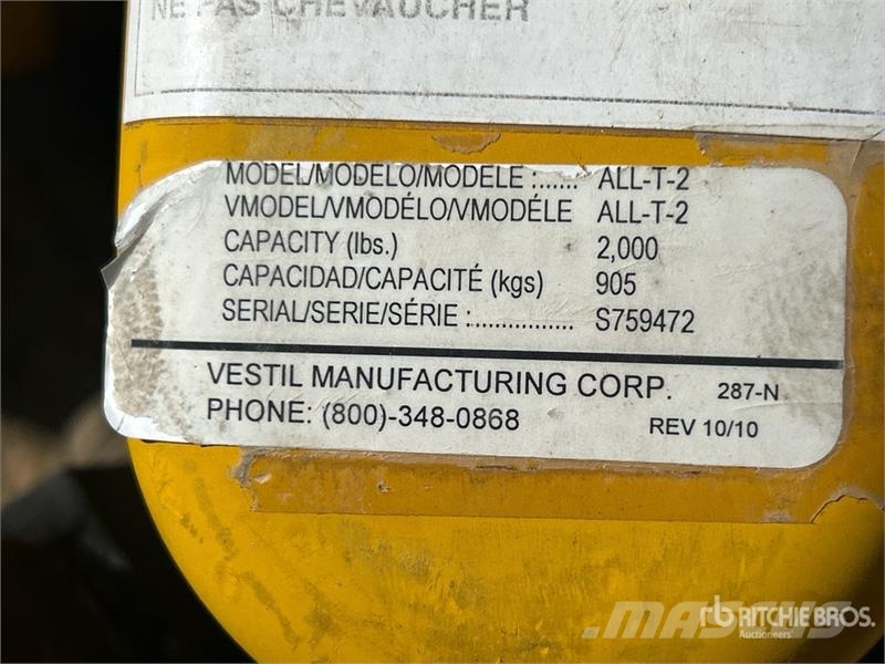 Vestil Manufacturing ALL-T-2 Bumper Jack Maszyny budowlane - Inne
