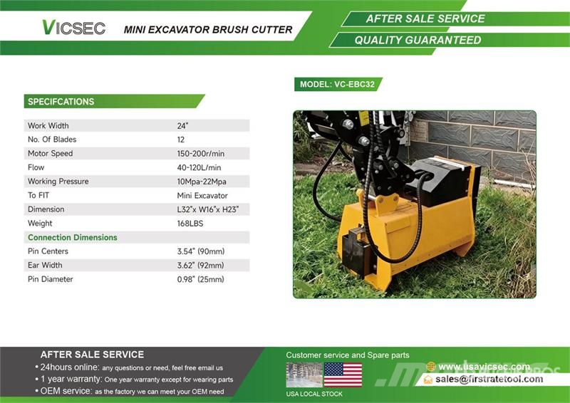 Vicsec VC-EBC32 24 in Mini Excavator Brush Cutter (Unused Otros componentes