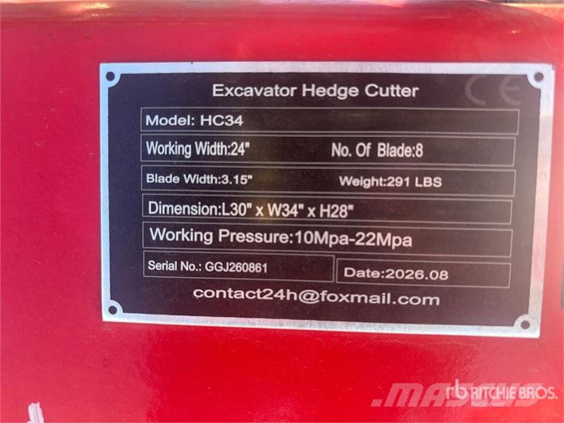 Vicsec VC-HC34 24 in Excavator Brush Cutter (Unused) Други компоненти