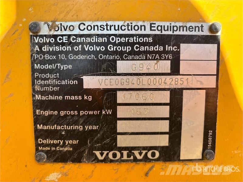 Volvo G940 Motor Grader Greiderid