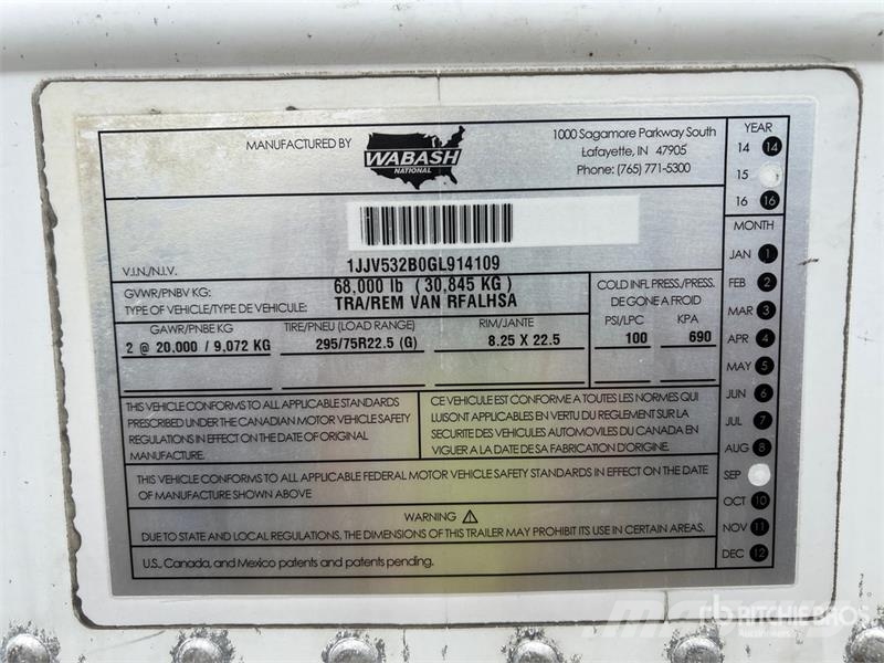 Wabash 53 ft Refrigerated Trailer Hladilne polprikolice