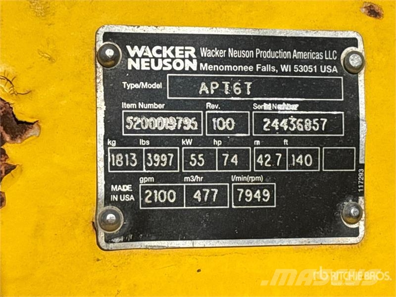 Wacker Neuson APT6T Trailer-Mounted Water Pump Ūdens sūkņi