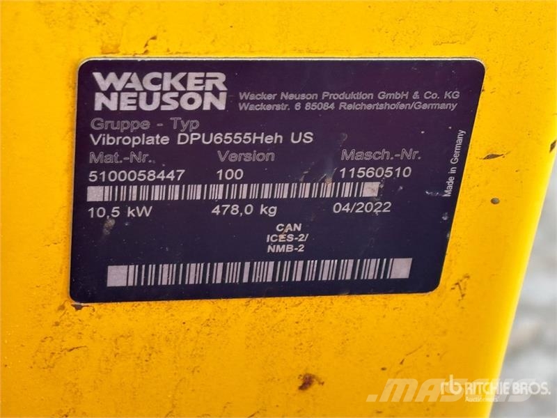Wacker Neuson DPU6555 Vibratory Plate Compactor Vibratori