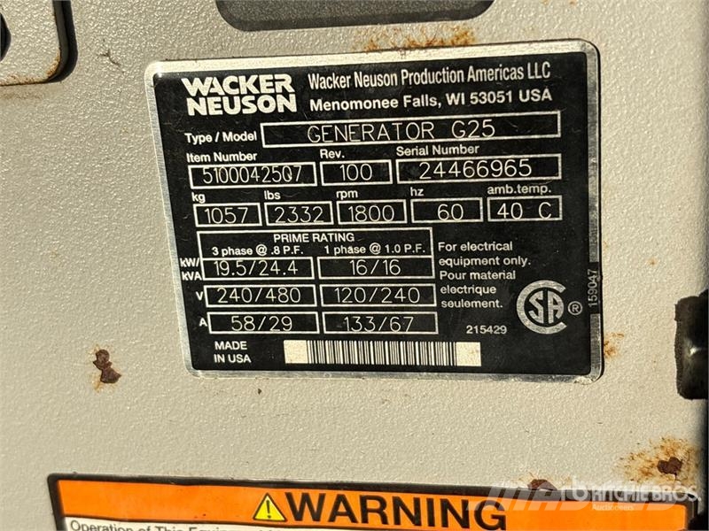 Wacker Neuson G-25 19.5 kW Skid-Mounted Generator Set Dīzeļģeneratori