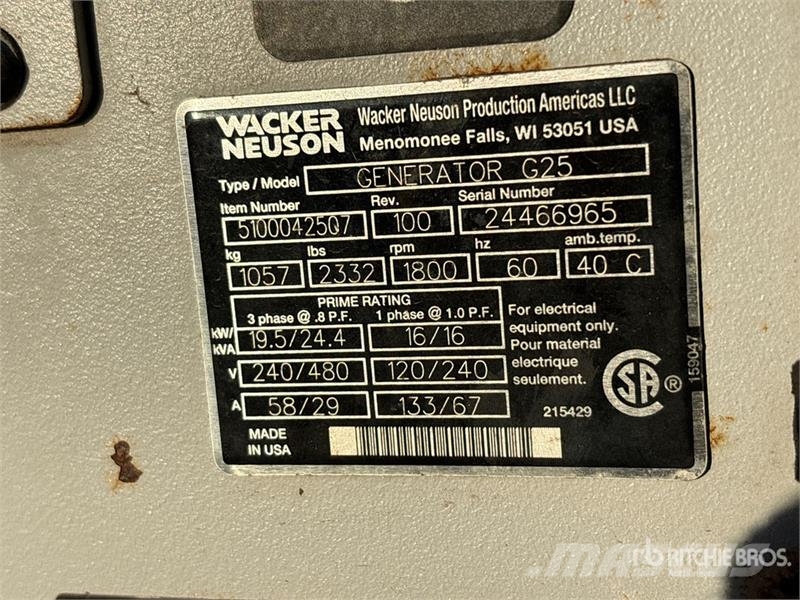 Wacker Neuson G-25 19.5 kW Skid-Mounted Generator Set Dīzeļģeneratori