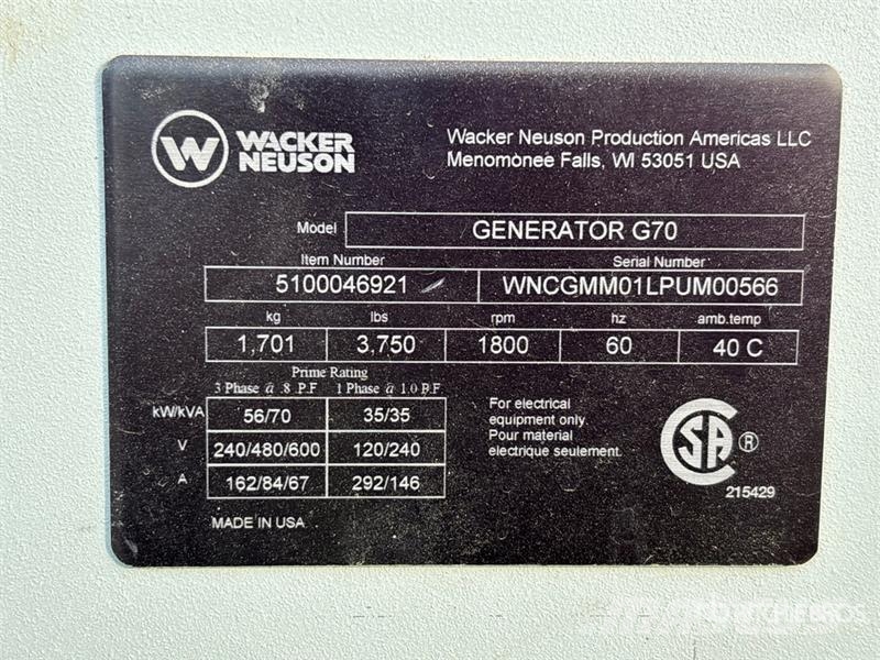 Wacker Neuson G70 Dizel generatori