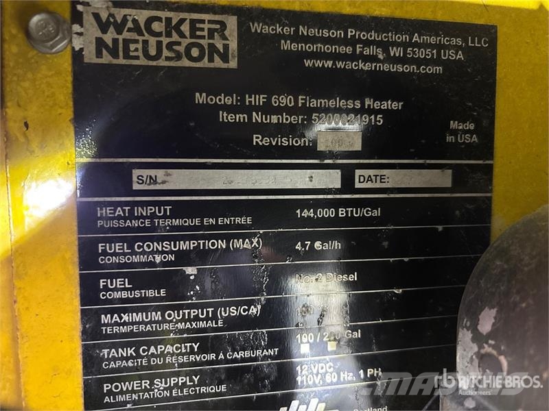 Wacker Neuson HIF 690 144000 BTU Flameless Space Heater Šildymo ir šaldymo įranga