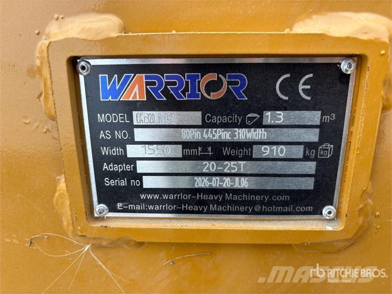 Warrior WBMCC20-1500 59 in Cleanup Excavator Bucket - Fits Cucharones