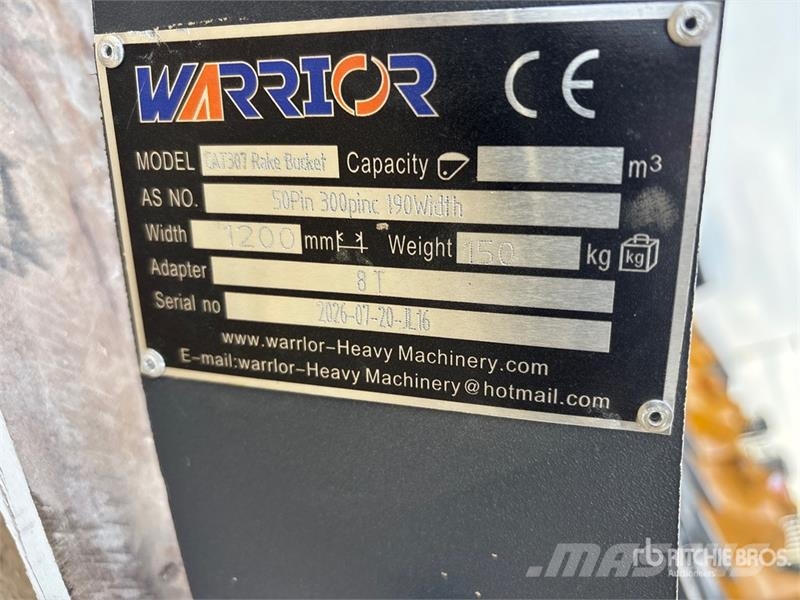 Warrior WBRC07-1200 47 in Excavator Rake - Fits Cat 307 / Greble