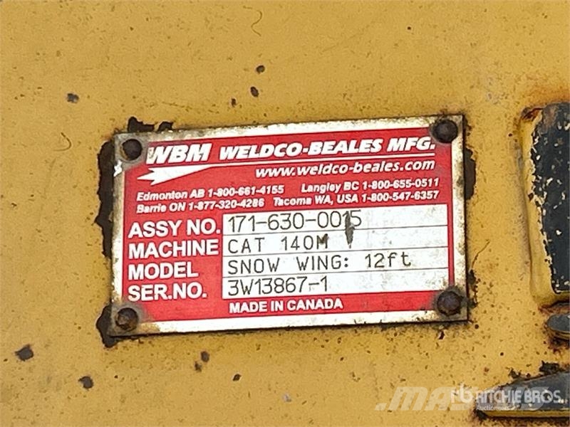 WBM 144 in Motor Grader Snow Wing - Fits Cat 140M Snow blades and plows