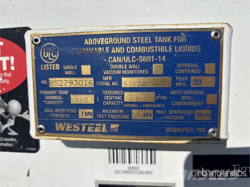 Westeel 4460 L Skid Mounted Steel Diesel Tank 연료 및 첨가제 탱크
