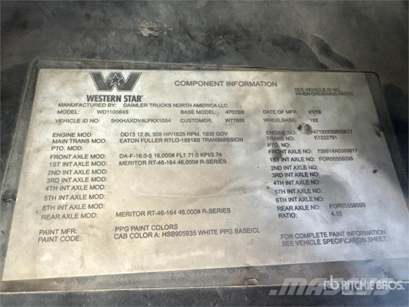 Western Star 4700SB 6x4 T/A Dump Truck Kipper