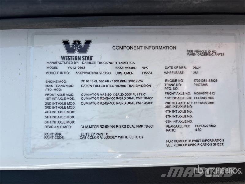 Western Star 49X 22009 L 8x6 Water Truck 水車
