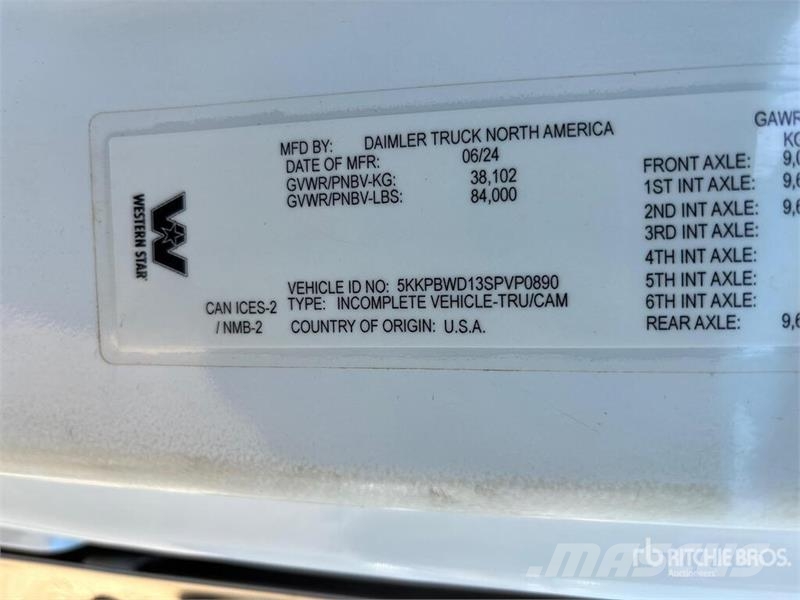 Western Star 49X 22009 L 8x6 Water Truck 水車
