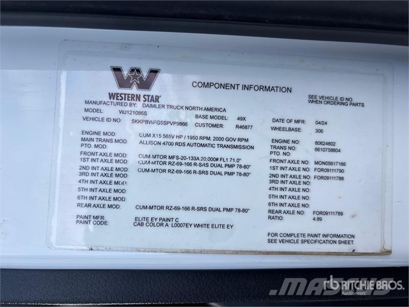 Western Star Custom Vac Services on  Western Star 49X 8x6 Sleep Camion aspirateur, Hydrocureur