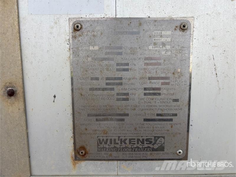  Wilkins 53 ft x 102 in Tri/A Moving Floor Open-Top Rimorchi per segatura e cippato