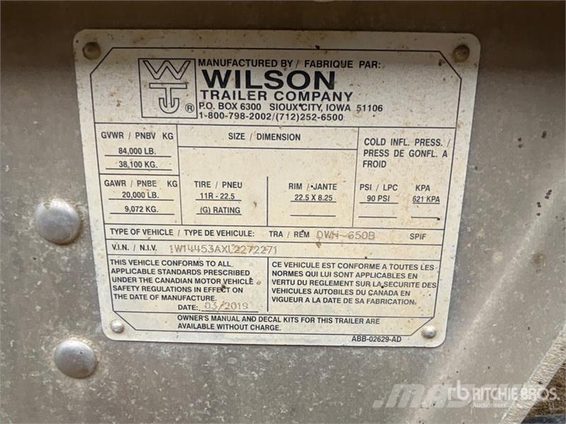 Wilson DWH-650B 45 ft Tri/A Grain Trailer Carros de trasladar grano