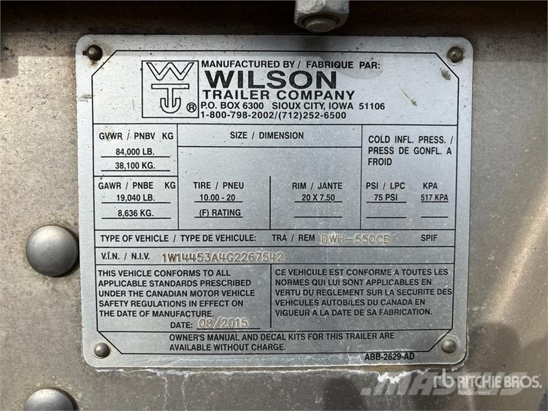 Wilson DWH550 CB 45 ft Tri/A Grain Trailer مقطورة حبوب