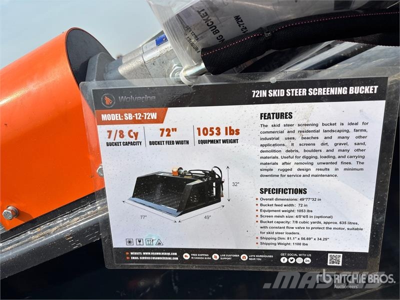 Wolverine SB-12-72W Skid Steer Screening Bucket (U Korpe za prosijavanje