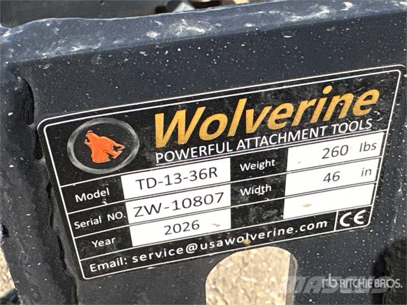 Wolverine TD-13-36R Skid Steer Stump Bucket (Unuse Godet