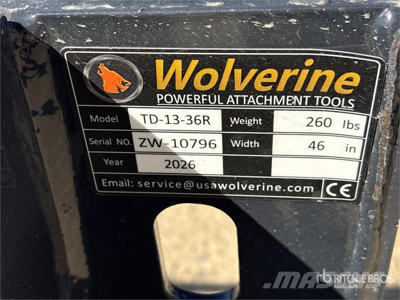 Wolverine TD-13-36R Skid Steer Stump Bucket (Unuse Godet
