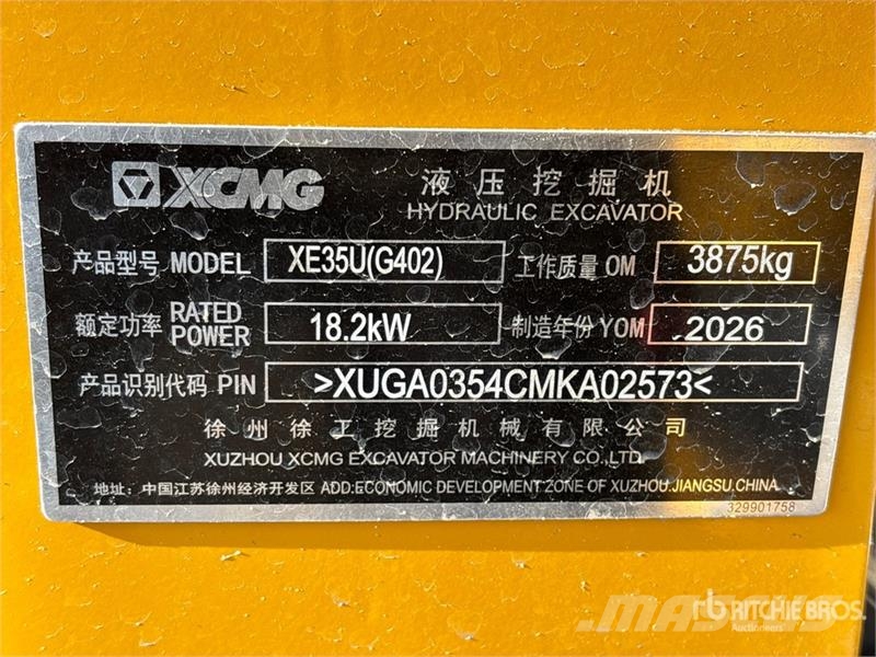 XCMG XE35U Mini Excavator (Unused) Εκσκαφάκι (διαβολάκι) < 7t