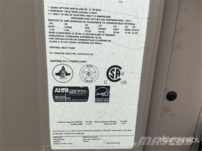118000 BTU Cooling Units Lauksaimniecība- Citi